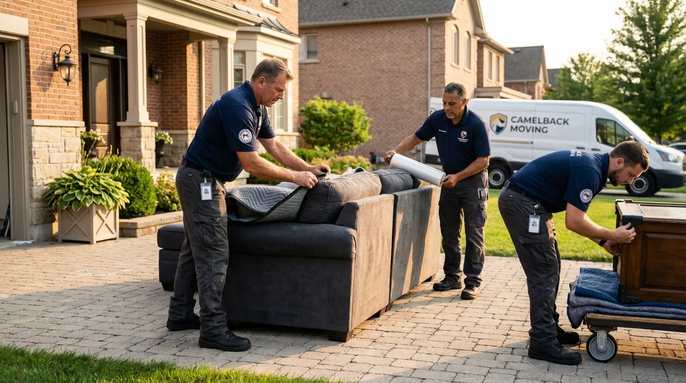 Large estate moving crew wrapping furniture in Franklin, NJ