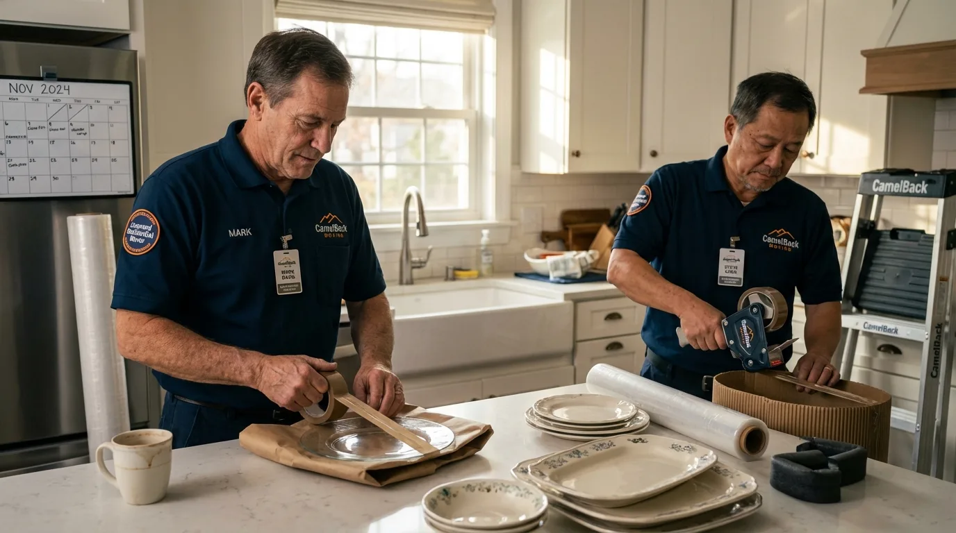 Professional crew packing kitchen dishware in Franklin, NJ